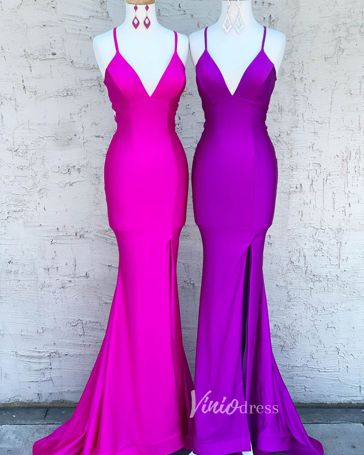 Prom Dress 2025 Simple Purple Prom Dresses with Slit Mermaid Spaghetti Strap Evening Dress FD3201-unique prom dresses-Purple-Custom Size-Viniodress