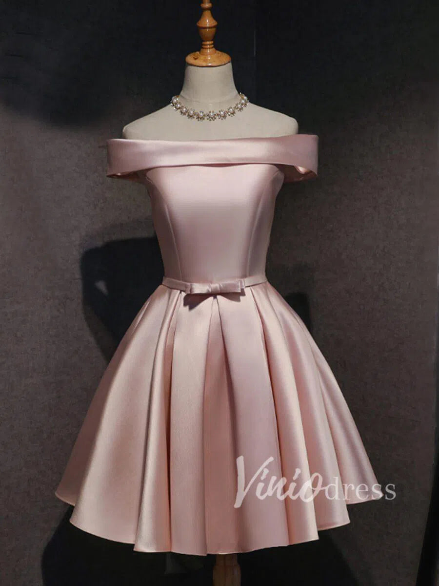 Simple Satin Homecoming Dresses with Pockets SD1235-Homecoming Dresses 2025 -Viniodress-Blush Pink-Add cart note or contact us-Custom Size