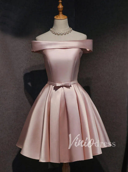 Simple Satin Homecoming Dresses with Pockets SD1235-Homecoming Dresses 2025 -Viniodress-Blush Pink-Add cart note or contact us-Custom Size