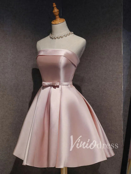 Simple Satin Homecoming Dresses with Pockets SD1235-Homecoming Dresses 2025 -Viniodress-Blush Pink-Add cart note or contact us-Custom Size