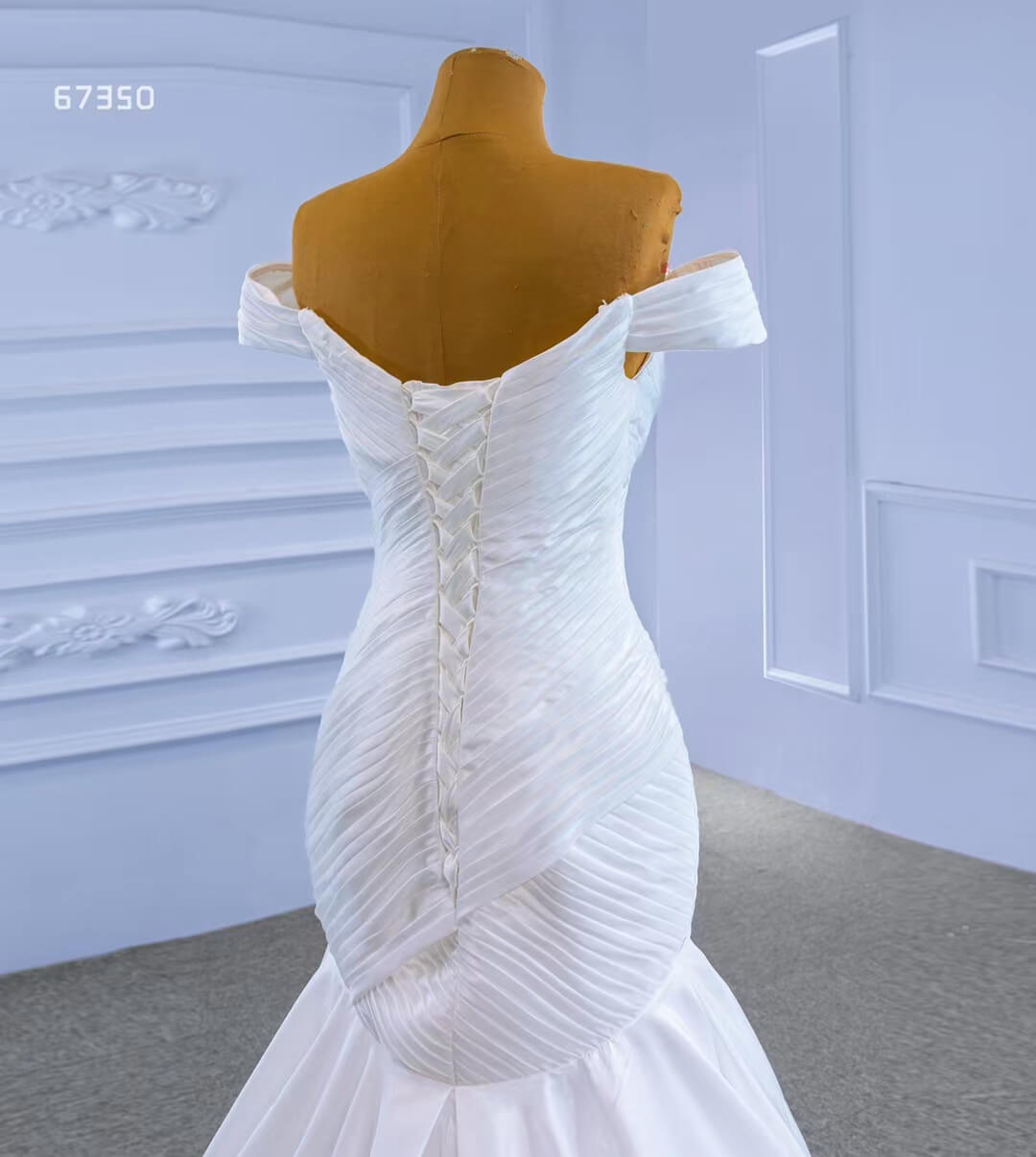 Simple Satin Mermaid Wedding Dress Off the Shoulder Trumpet Wedding Gown-wedding dresses 2025 -Viniodress-Ivory-Custom Size-
