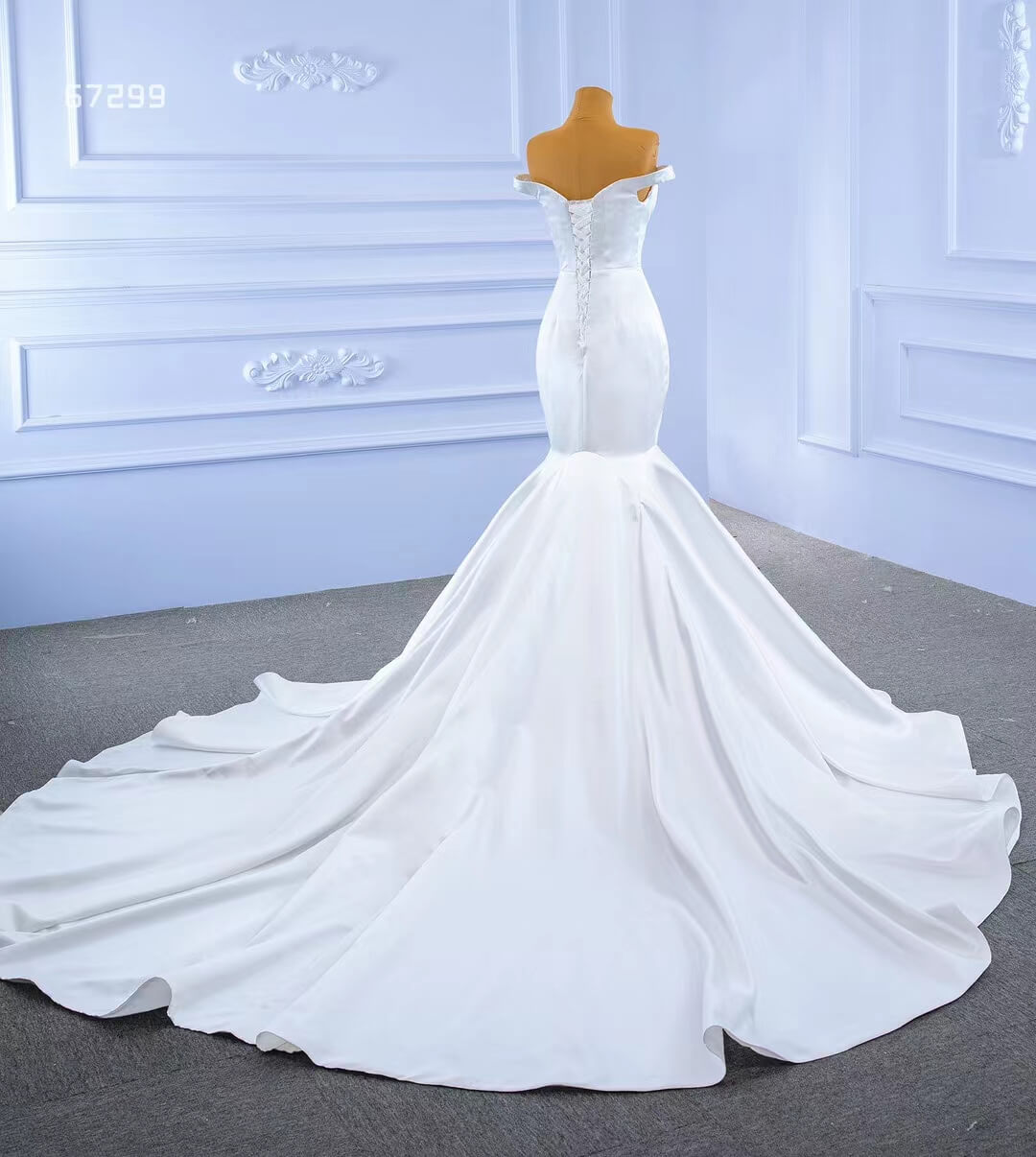 Simple Satin Mermaid Wedding Dresses Off the Shoulder 67299-wedding dresses 2025 -Viniodress-Ivory-Custom Size-