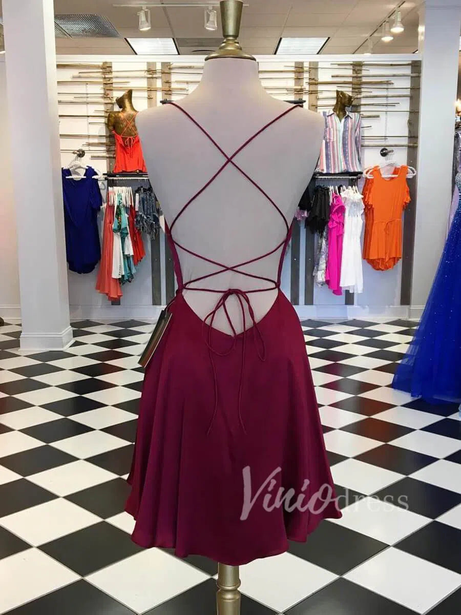 Short Prom Dresses 2025 Simple Spaghetti Strap Teal Homecoming Dresses with Pockets SD1191-homecoming dresses-Viniodress-Teal-Custom Size-Viniodress