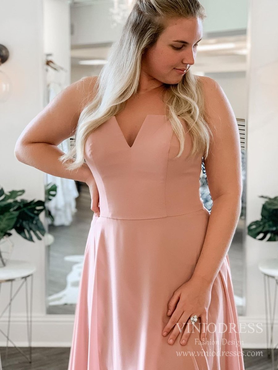 Simple Strapless Dusty Rose Prom Dresses Chiffon Long Bridesmaid Dress FD2529-bridesmaid dresses 2025 -Viniodress-Dusty Rose-Custom Size-