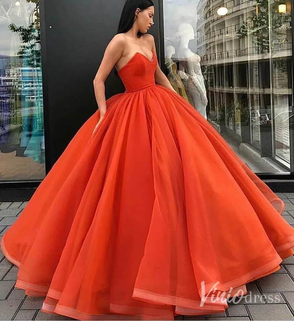 Simple Strapless Fluffy Ball Gown Quinceanera Dresses Vintage Prom Dress FD2098 viniodress-prom dresses 2025 -Viniodress-Gold-Custom Size-