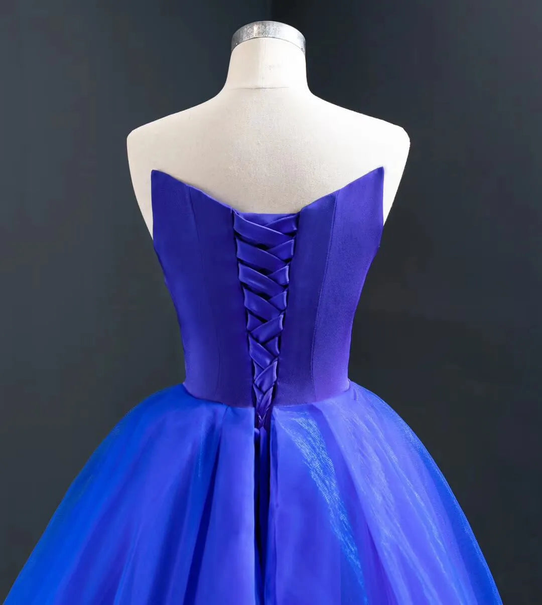 Simple Strapless Royal Blue Mermaid Prom Dress with Tulle Skirt FD2408 viniodress-prom dresses 2025 -Viniodress-Royal Blue-Custom Size-