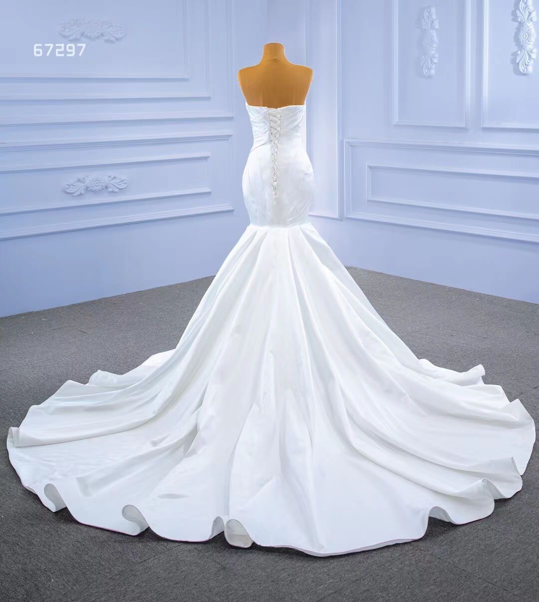 Simple Strapless Satin Mermaid Wedding Dresses 67297-wedding dresses 2025 -Viniodress-Ivory-Custom Size-