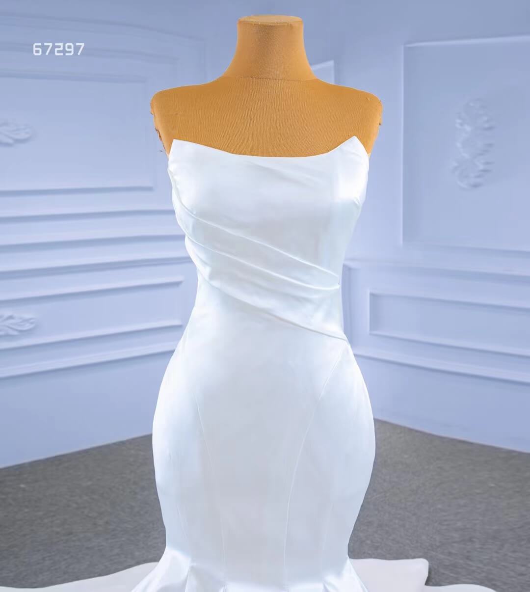 Simple Strapless Satin Mermaid Wedding Dresses 67297-wedding dresses 2025 -Viniodress-Ivory-Custom Size-
