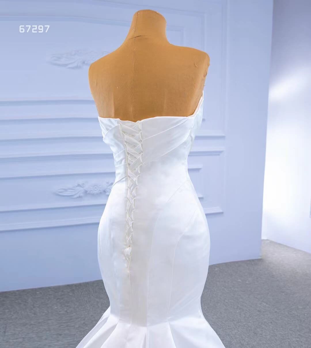 Simple Strapless Satin Mermaid Wedding Dresses 67297-wedding dresses 2025 -Viniodress-Ivory-Custom Size-