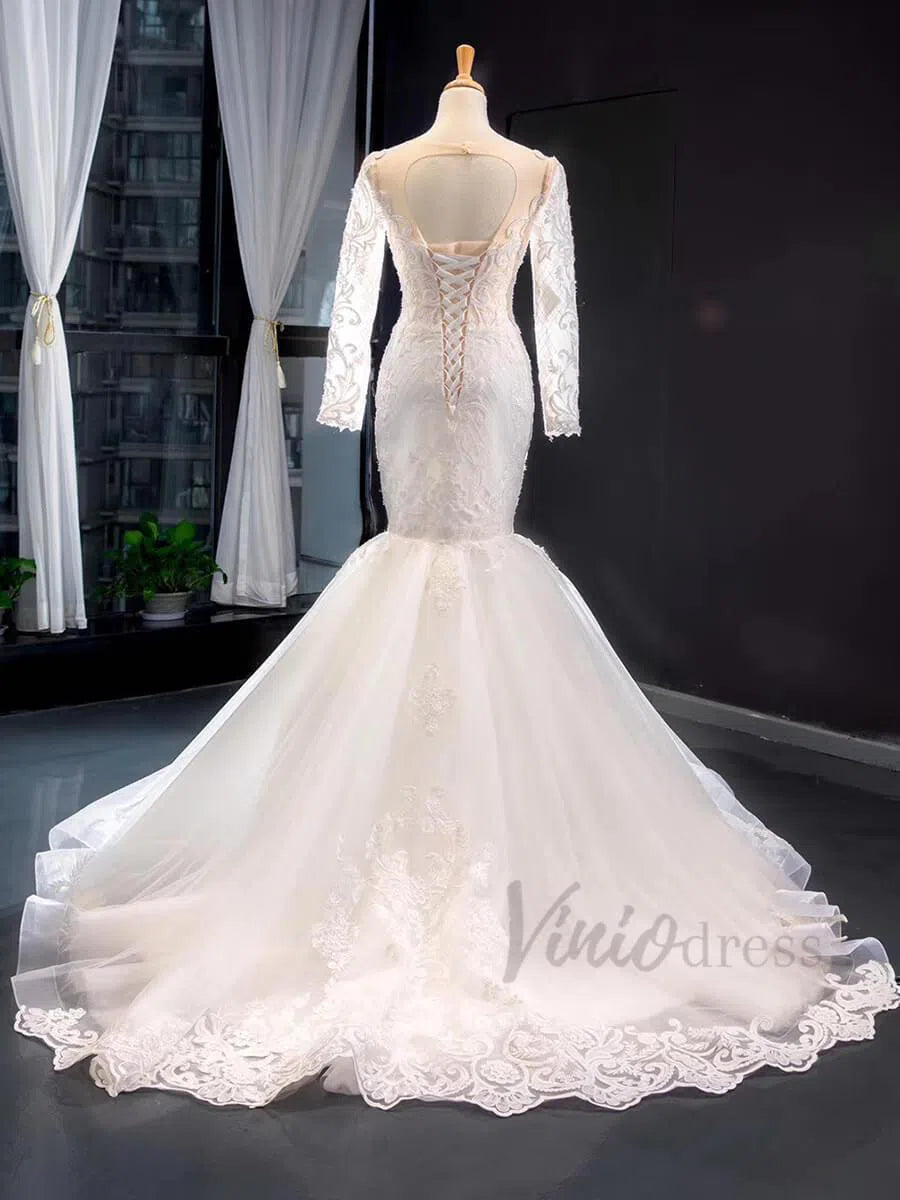 Simple Trumpet Wedding Dresses with Detachable Skirt VW1056-wedding dresses-Viniodress-Viniodress