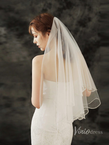 Simple Tulle Drop Veil Viniodress TS1922-Bridal Veil 2025 -Viniodress-Ivory-