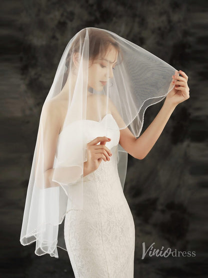 Simple Tulle Drop Veil Viniodress TS1922-Bridal Veil 2025 -Viniodress-Ivory-