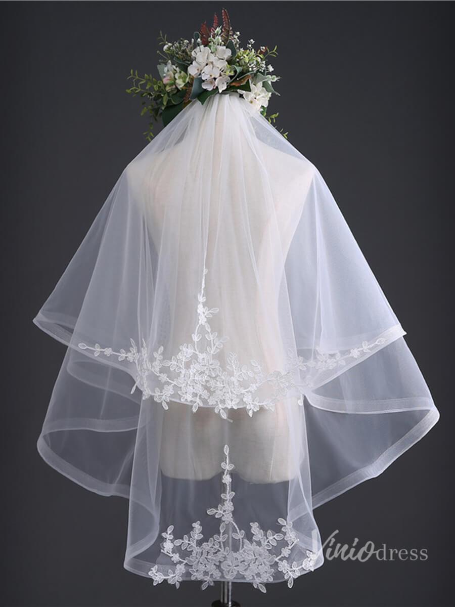 Simple Tulle Short Blusher Veil Viniodress TS17105-Bridal Veil 2025 -Viniodress-Ivory-