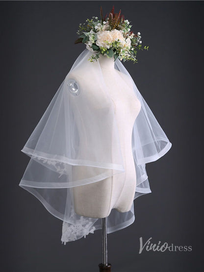 Simple Tulle Short Blusher Veil Viniodress TS17105-Bridal Veil 2025 -Viniodress-Ivory-