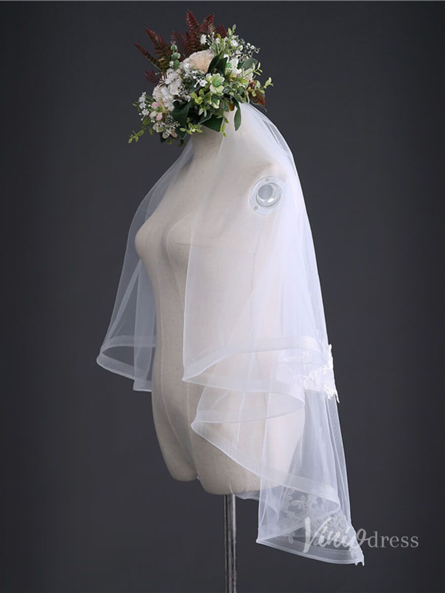 Simple Tulle Short Blusher Veil Viniodress TS17105-Bridal Veil 2025 -Viniodress-Ivory-