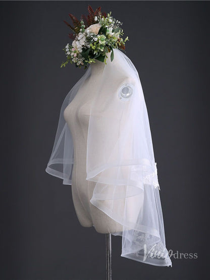 Simple Tulle Short Blusher Veil Viniodress TS17105-Bridal Veil 2025 -Viniodress-Ivory-