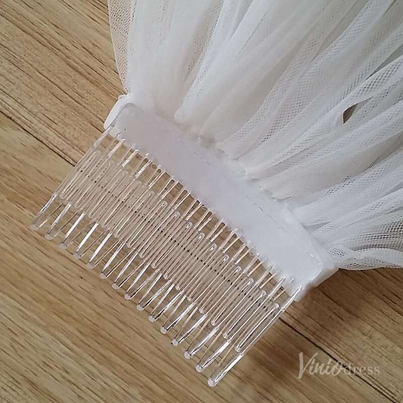 Simple Tulle Short Blusher Veil Viniodress TS17105-Bridal Veil 2025 -Viniodress-Ivory-