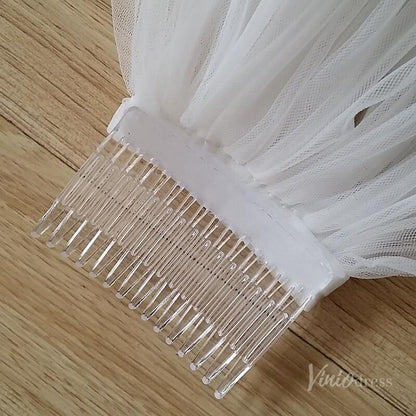 Simple Tulle Short Blusher Veil Viniodress TS17105-Bridal Veil 2025 -Viniodress-Ivory-