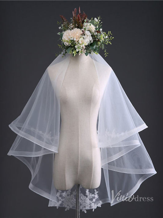 Simple Tulle Short Blusher Veil Viniodress TS17105-Bridal Veil 2025 -Viniodress-Ivory-