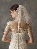 Simple Wedding Veils with Gold Stars AC1011-Veils-Viniodress-Ivory-Viniodress