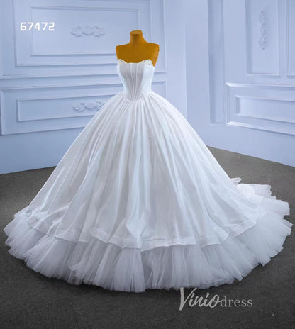 Simple White Ball Gown Wedding Dresses Strapless Corset Dress 67472-wedding dresses 2025 -Viniodress-Ivory-Custom Size-