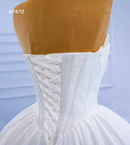 Simple White Ball Gown Wedding Dresses Strapless Corset Dress 67472-wedding dresses 2025 -Viniodress-Ivory-Custom Size-