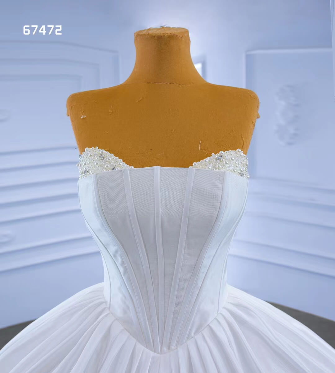 Simple White Ball Gown Wedding Dresses Strapless Corset Dress 67472-wedding dresses 2025 -Viniodress-Ivory-Custom Size-