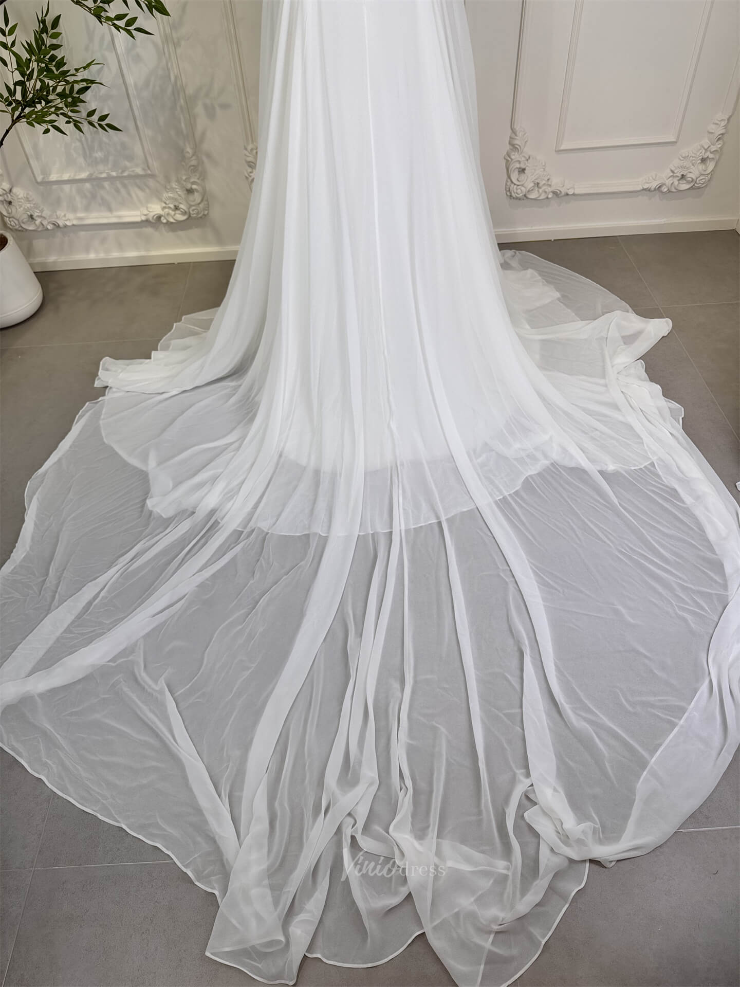 wedding dresses 2025 Size 14, Two Piece Chiffon Wedding Dresses for Photography CL006-plus size wedding dresses Viniodress-Ivory-US14-