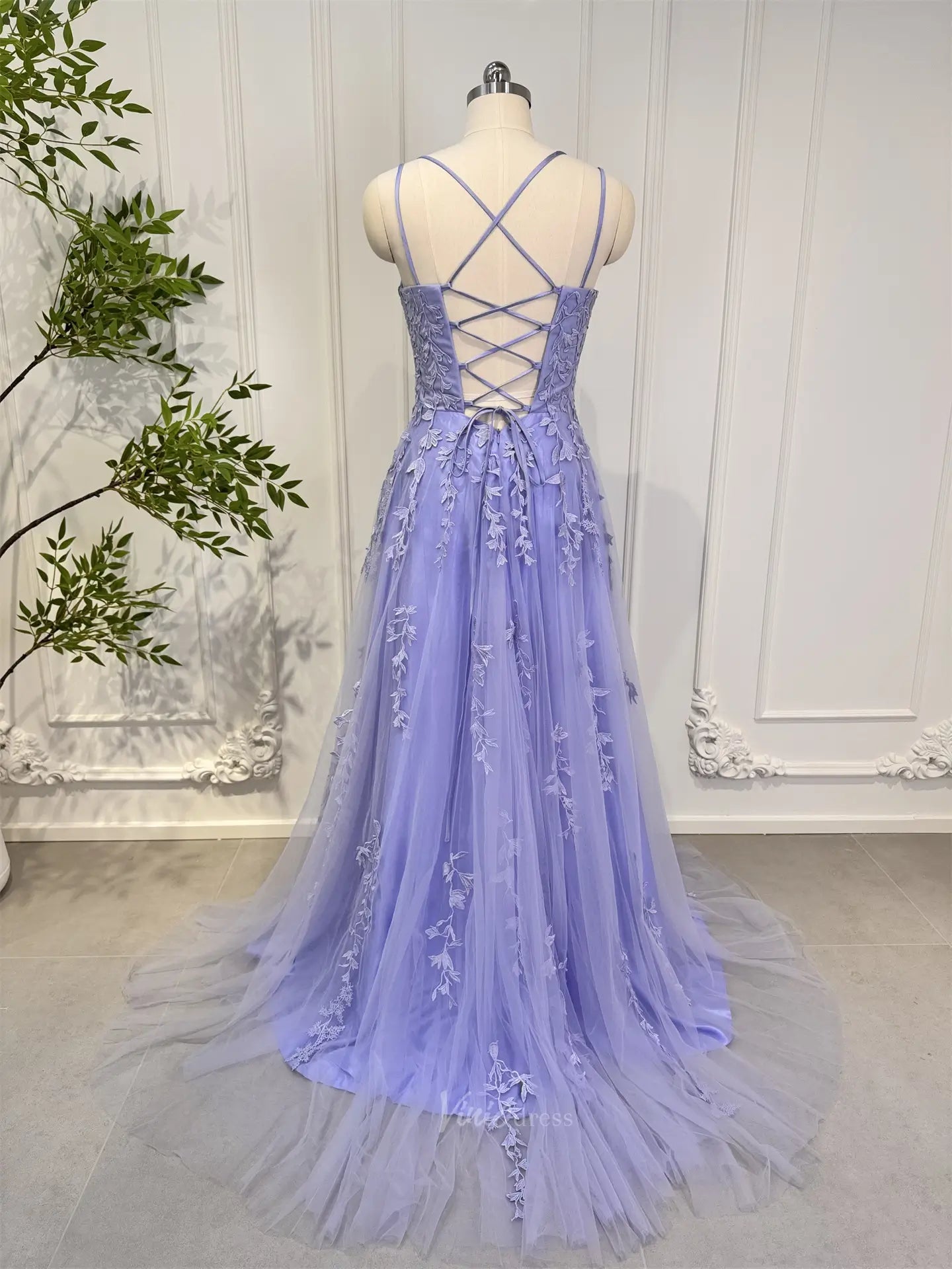 Prom Dresses 2025-to impress Size 8 Lavender Lace Prom Dresses Long, Lace-up Back CL017-plus size wedding dresses Viniodress-Lavender-US8-