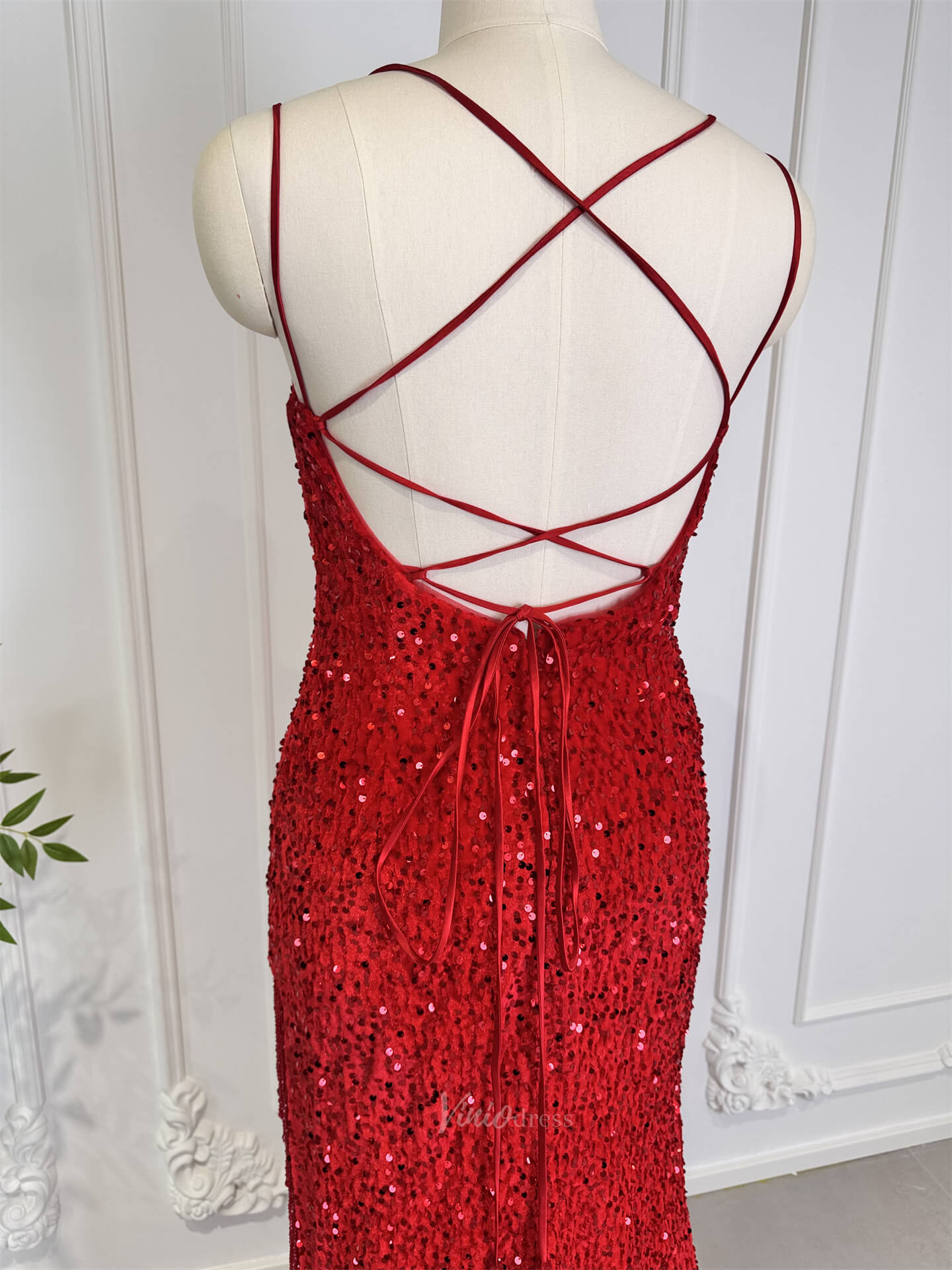 Prom Dresses 2025 Size 8 Red Sequin Prom Dresses with Slit CL003-plus size wedding dresses Viniodress-Red-US 8-