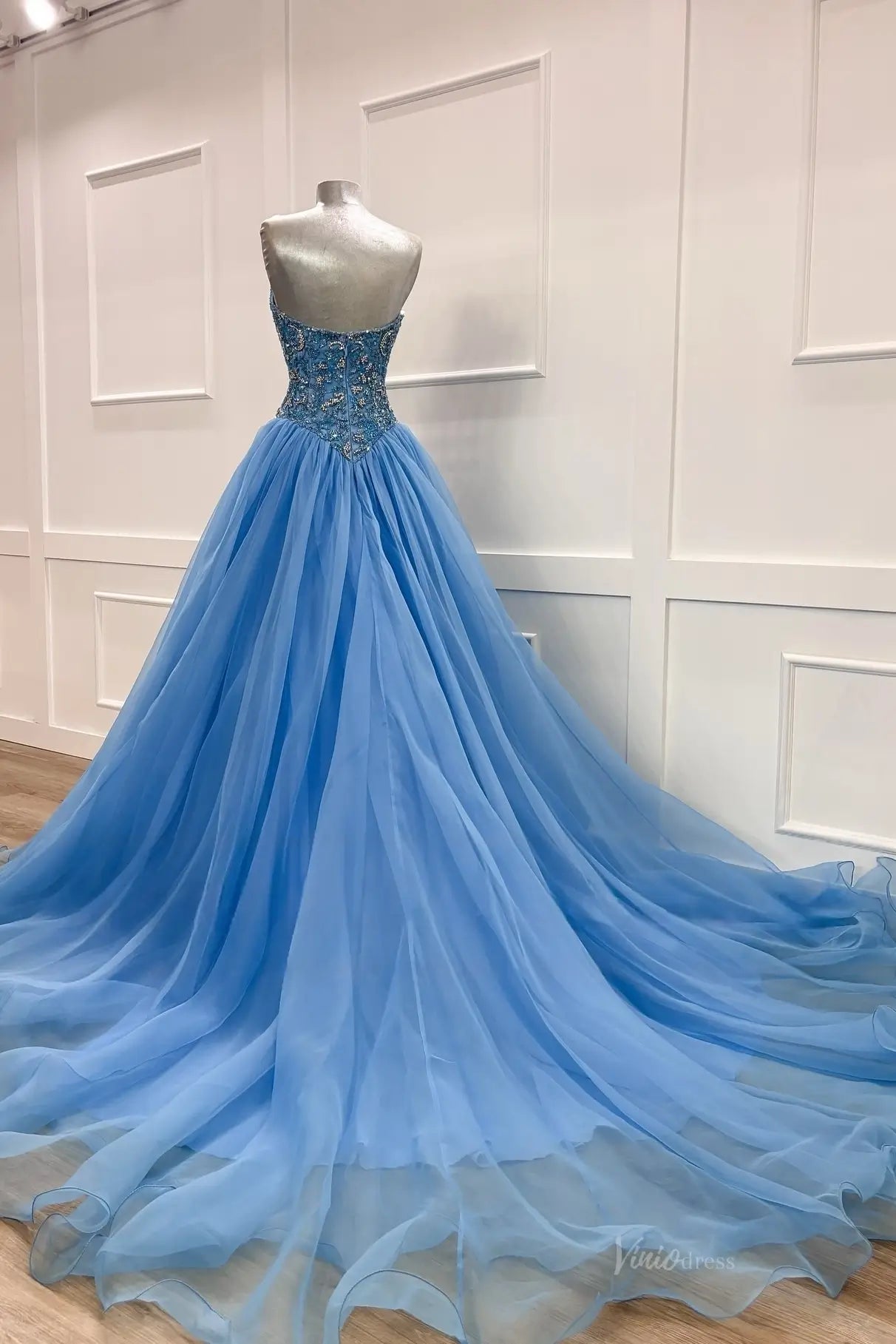 PG027 Organza-Pageant Dress 2026-Viniodress-Sky Blue-Custom Size – Add Measurements in Cart-