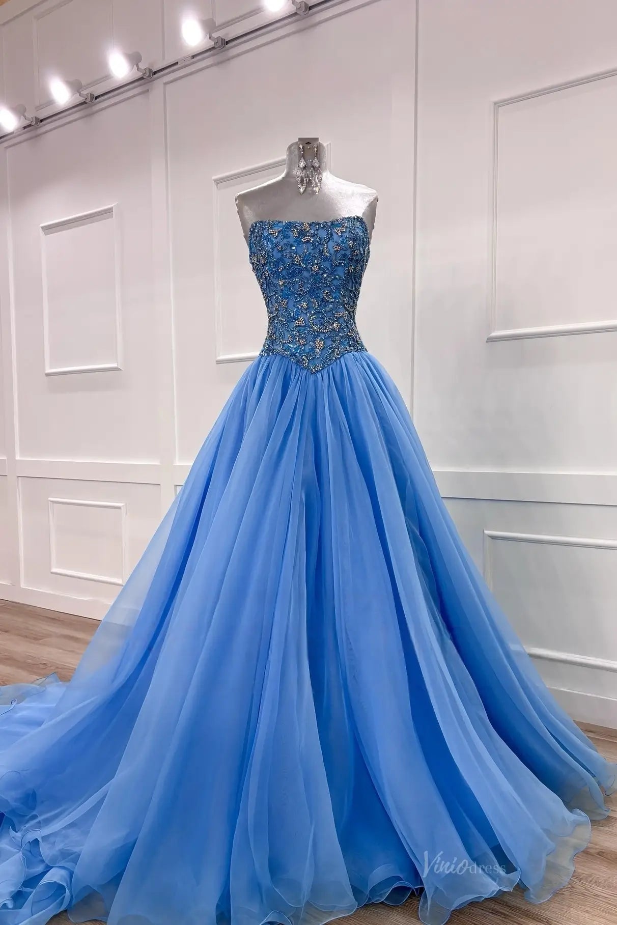 PG027 Organza-Pageant Dress 2026-Viniodress-Sky Blue-Custom Size – Add Measurements in Cart-