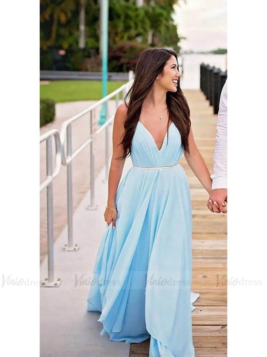 Sky Blue Chiffon Wedding Dresses for Wedding Photography VW1052-wedding dresses-Viniodress-Viniodress