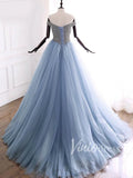 Prom Dress 2025 Slate Blue Beaded Long Prom Dresses Online FD1488-unique prom dresses-Slate Blue-Custom Size-Viniodress