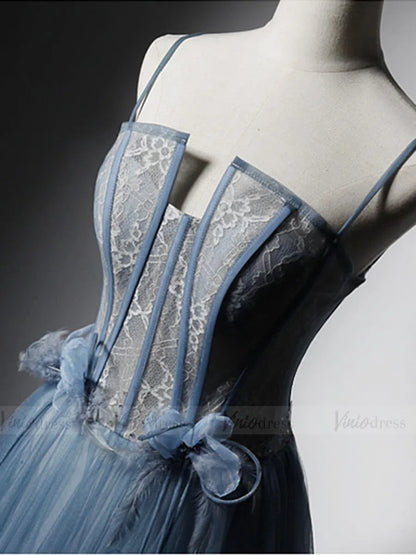 Slate Blue Long Prom Dresses Spaghetti Strap Formal Dress FD1622-prom dresses 2025 -Viniodress-Slate Blue-Custom Size-