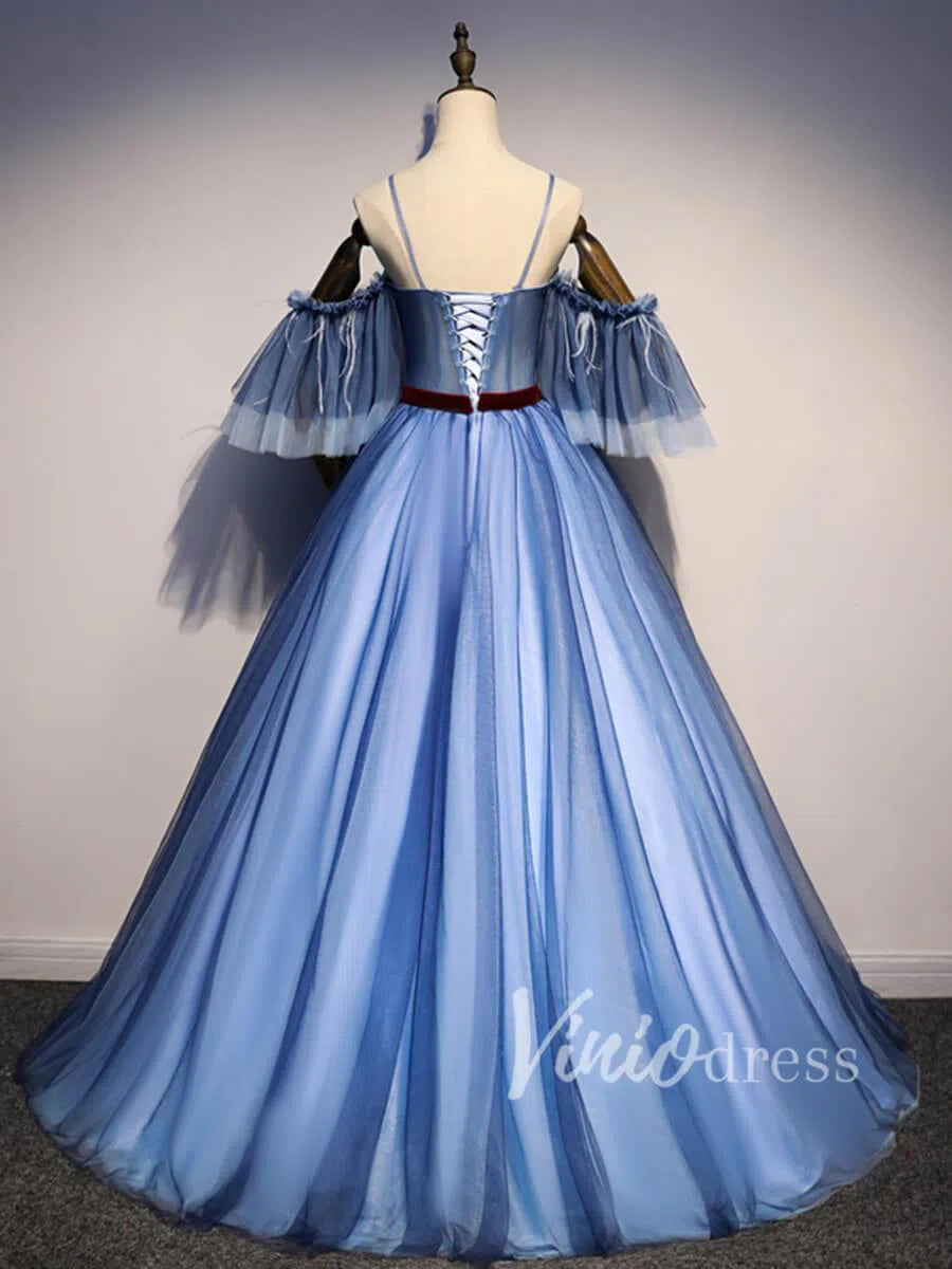 Slate Blue Princess Ball Gown Prom Dresses FD1489-prom dresses 2025 -Viniodress-Slate Blue-Custom Size-