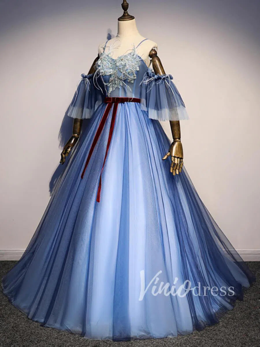 Slate Blue Princess Ball Gown Prom Dresses FD1489-prom dresses 2025 -Viniodress-Slate Blue-Custom Size-