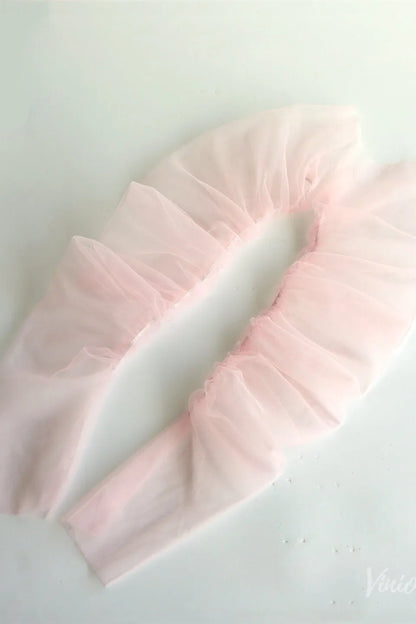 Soft Ruched Tulle Bridal Sleeves – Sheer Long Gloves for a Modern Wedding Look WG108-Bridal Gloves 2026-Viniodress-Ivory-