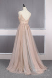 Prom Dress 2025 Spaghetti Strap A-line Blush Prom Dresses Beaded Low Back Formal Dress FD2484-unique prom dresses-As Picture-Custom Size-Viniodress