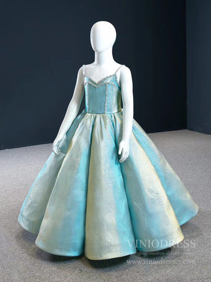 Spaghetti Strap Ball Gown Girls Pageant Dresses FD2410C-Pageant Dresses for Kids 2025 -Viniodress-As Picture-Custom Size-