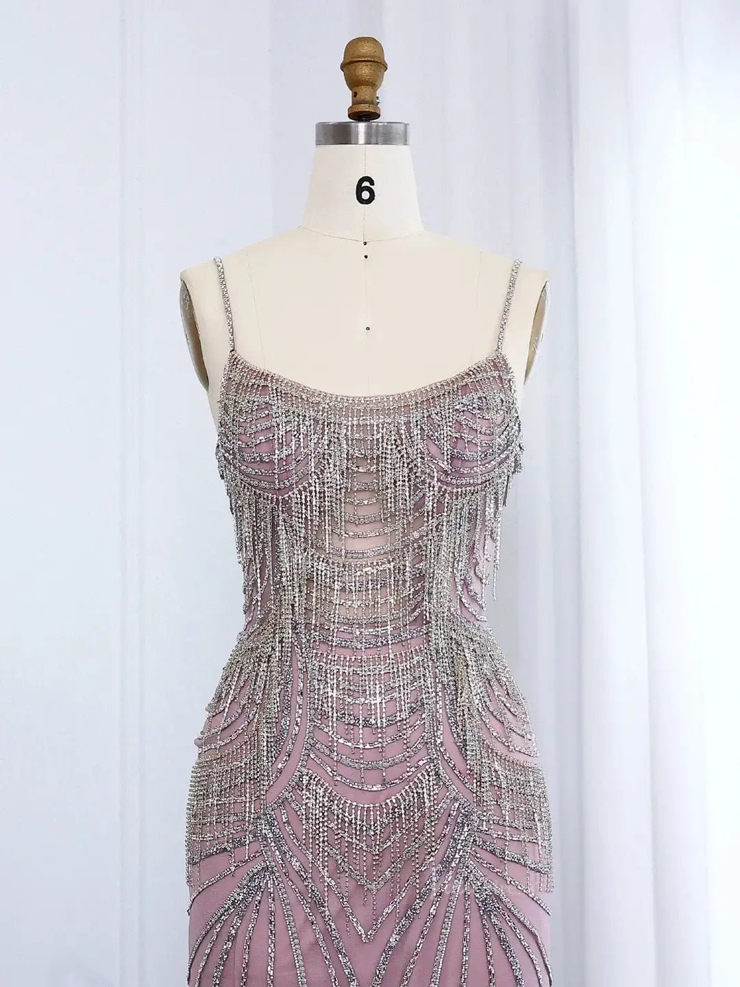 Spaghetti Strap Beaded Prom Dresses Vintage Mermaid Formal Dresses BD005-Evening Dresses 2025 -Viniodress-Champagne-US 2-