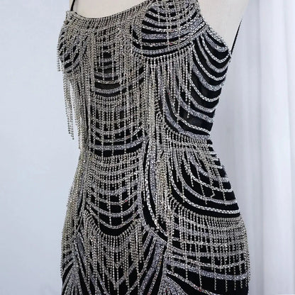 Spaghetti Strap Beaded Prom Dresses Vintage Mermaid Formal Dresses BD005-Evening Dresses 2025 -Viniodress-Champagne-US 2-