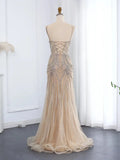 prom dresses 2025 Spaghetti Strap Beaded Prom Dresses Vintage Mermaid Formal Dresses BD005-plus size wedding dresses Viniodress-Champagne-US 2-