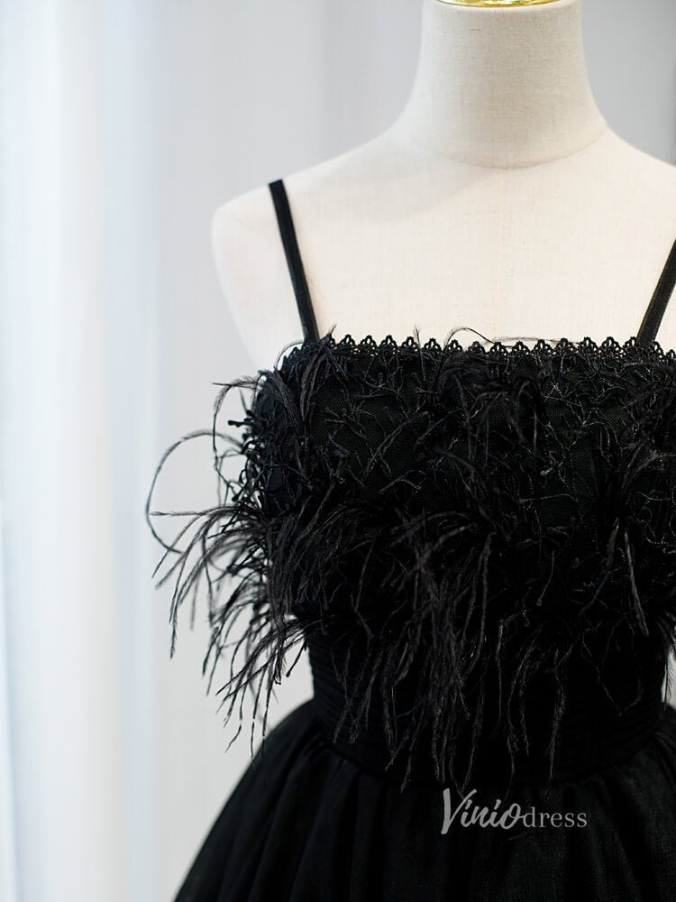 Spaghetti Strap Black Homecoming Dresses Tulle Short Prom Dress SD1409-Homecoming Dresses 2025 -VINIODRESS-Black-Custom Size-