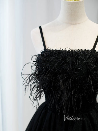 Spaghetti Strap Black Homecoming Dresses Tulle Short Prom Dress SD1409-Homecoming Dresses 2025 -VINIODRESS-Black-Custom Size-