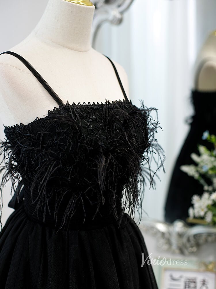 Spaghetti Strap Black Homecoming Dresses Tulle Short Prom Dress SD1409-Homecoming Dresses 2025 -VINIODRESS-Black-Custom Size-