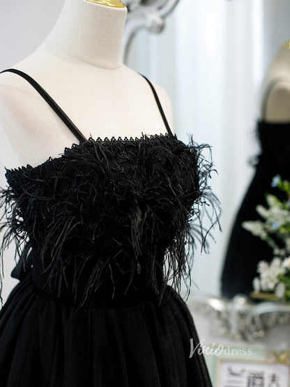 Spaghetti Strap Black Homecoming Dresses Tulle Short Prom Dress SD1409-Homecoming Dresses 2025 -VINIODRESS-Black-Custom Size-