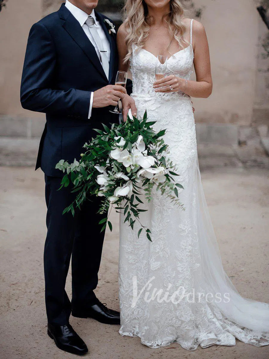 Spaghetti Strap Boho Wedding Dresses Affordable VW1222-wedding dresses-Viniodress-Viniodress