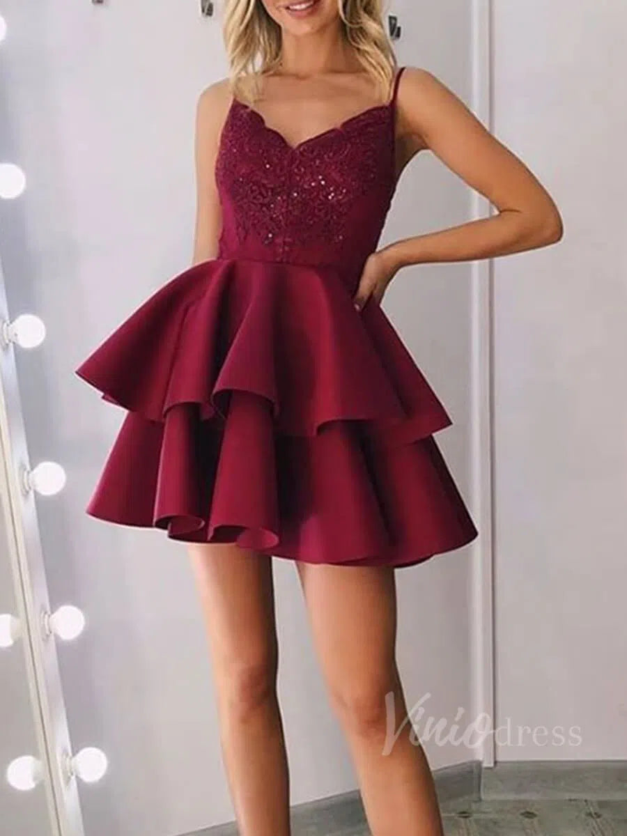 Short Prom Dresses 2025 Spaghetti Strap Burgundy Homecoming Dresses Cocktail Dress SD1197-homecoming dresses-Viniodress-Burgundy-Custom Size-Viniodress