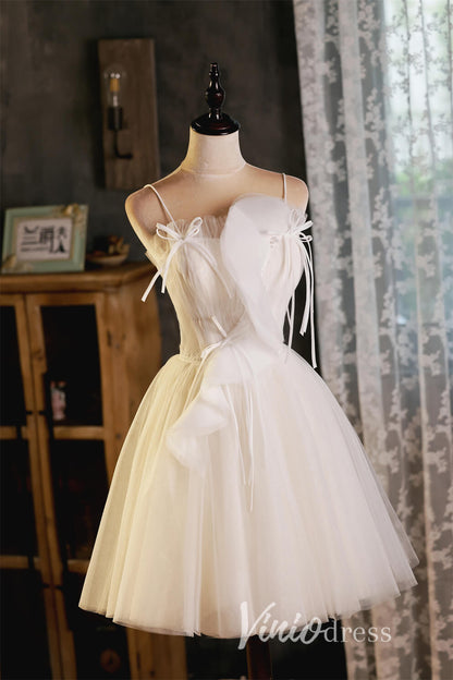 Spaghetti Strap Cute Homecoming Dresses Short Graduation Dress SD1450-Dresses 2025 -VINIODRESS-Ivory-Custom Size-